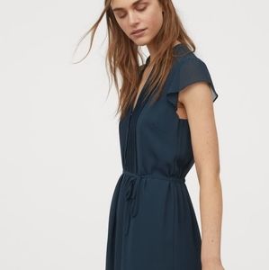 H&M pintuck flutter sleeve tie waist dress
